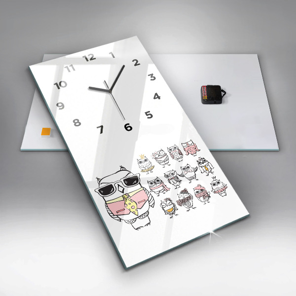 Modern vertical wall clock Vintage Owl Poster