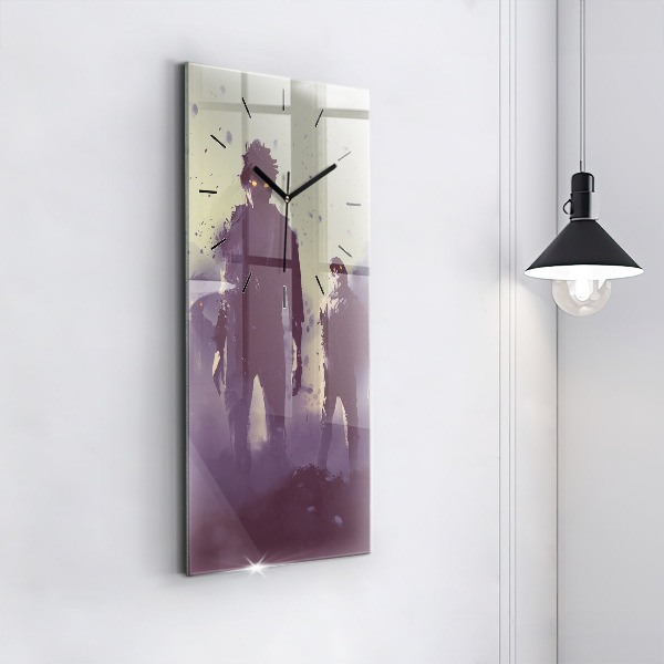 Modern vertical wall clock Zombies at night - halloween