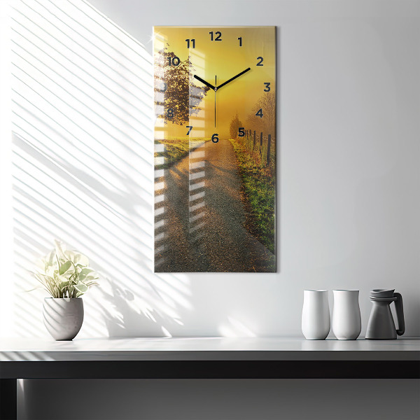 Modern vertical wall clock Fog at sunrise