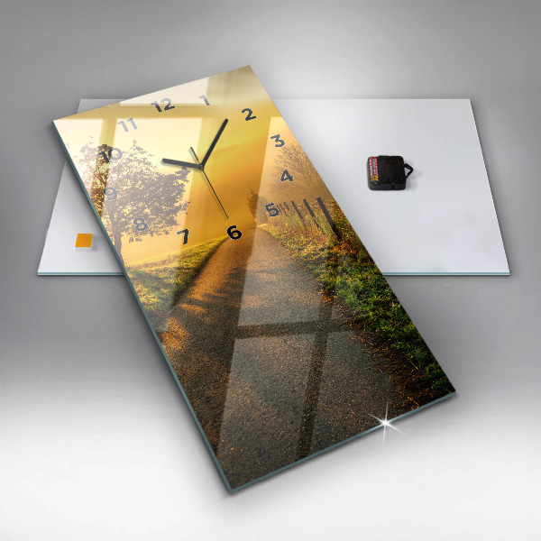 Modern vertical wall clock Fog at sunrise