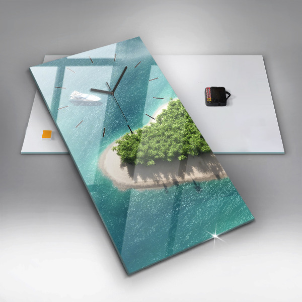 Modern vertical wall clock Heart Island