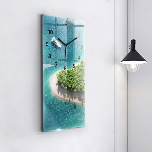 Modern vertical wall clock Heart Island