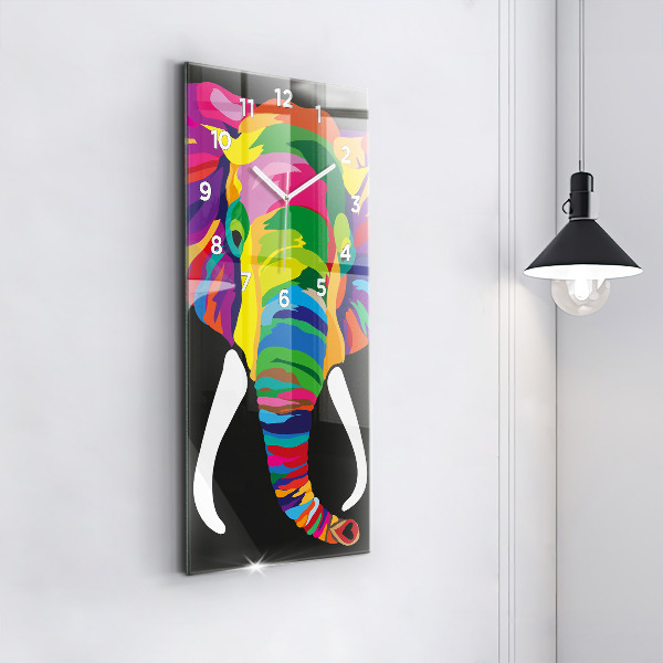 Modern vertical wall clock Colorful elephant