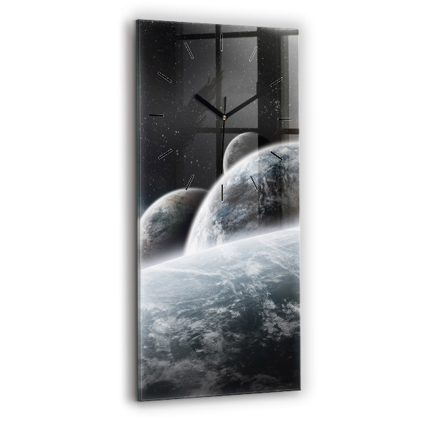 Modern vertical wall clock Space and planets