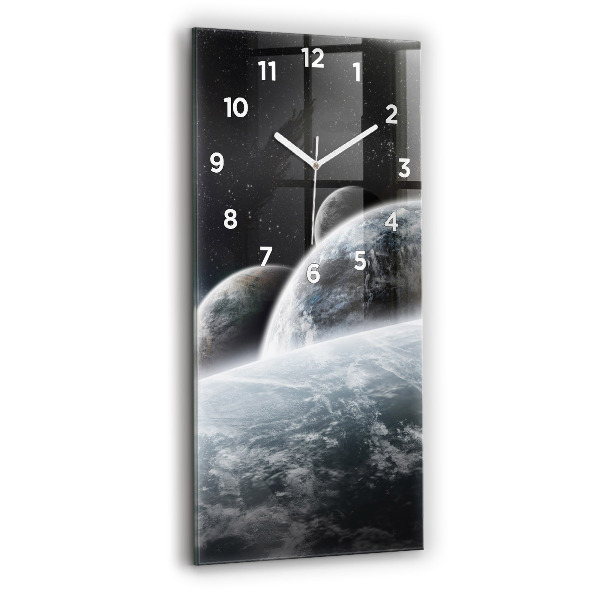 Modern vertical wall clock Space and planets