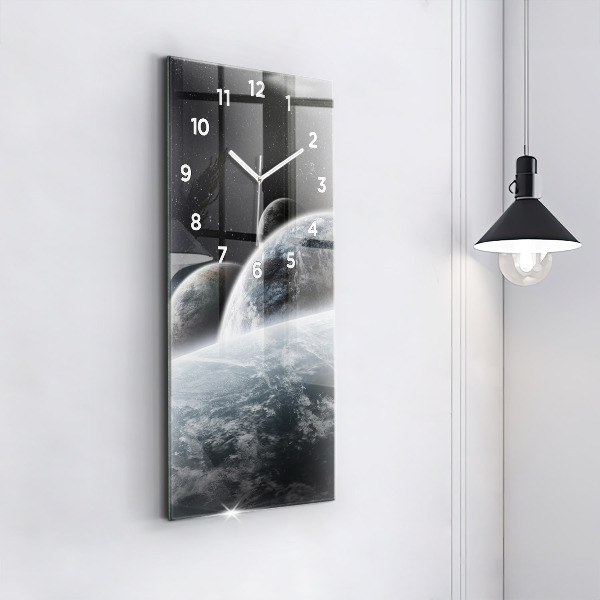 Modern vertical wall clock Space and planets