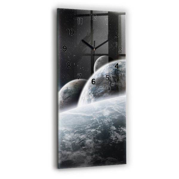 Modern vertical wall clock Space and planets