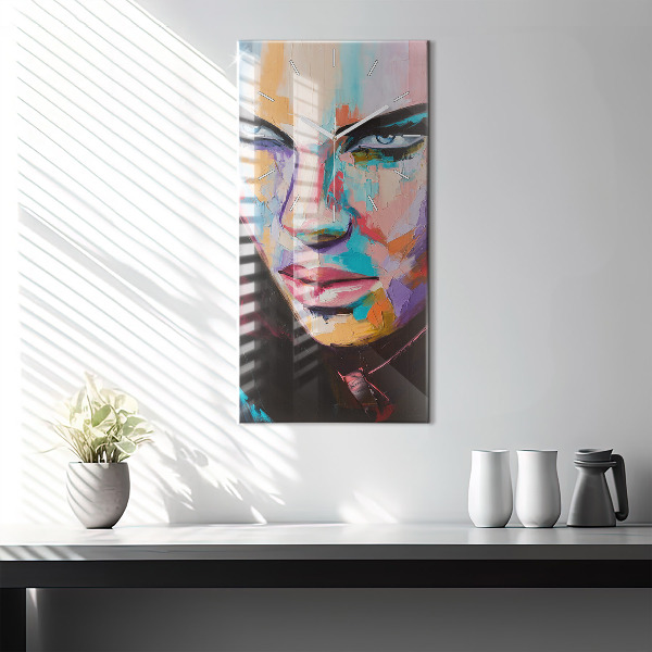 Modern vertical wall clock Portrait of a woman