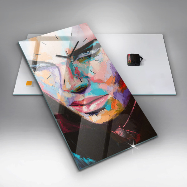 Modern vertical wall clock Portrait of a woman