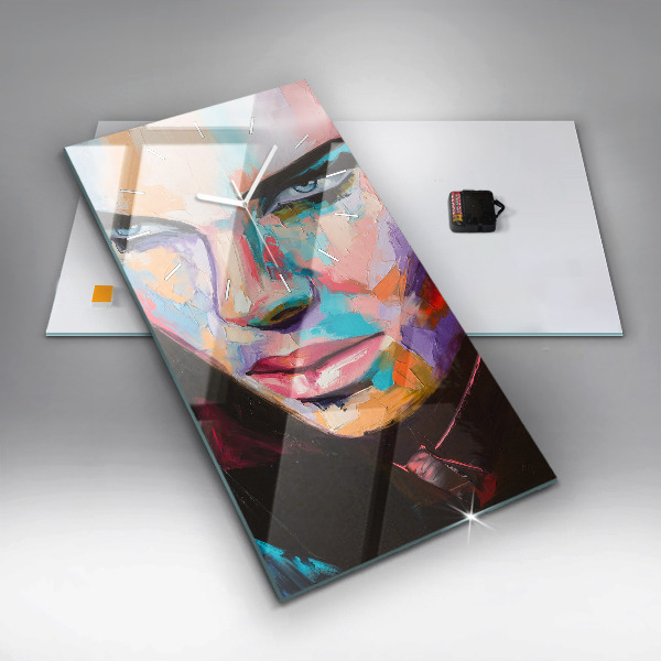 Modern vertical wall clock Portrait of a woman