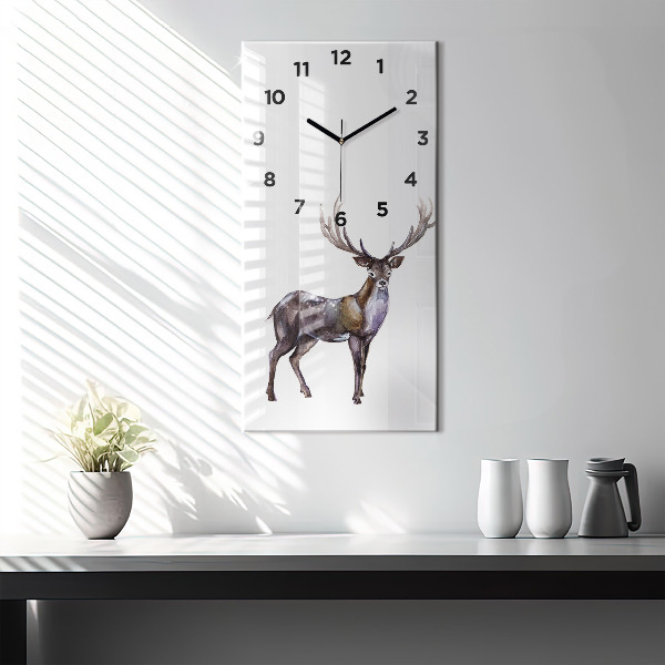 Modern vertical wall clock Deer king of the wilderness