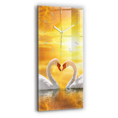 Modern vertical wall clock Swans in Love
