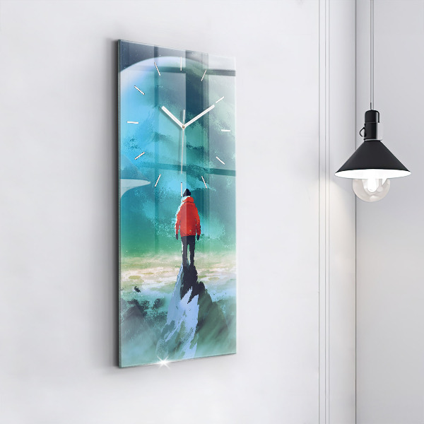 Modern vertical wall clock Man in the moon