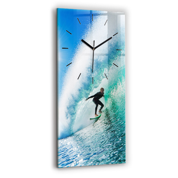 Modern vertical wall clock Surfing in Hawaii