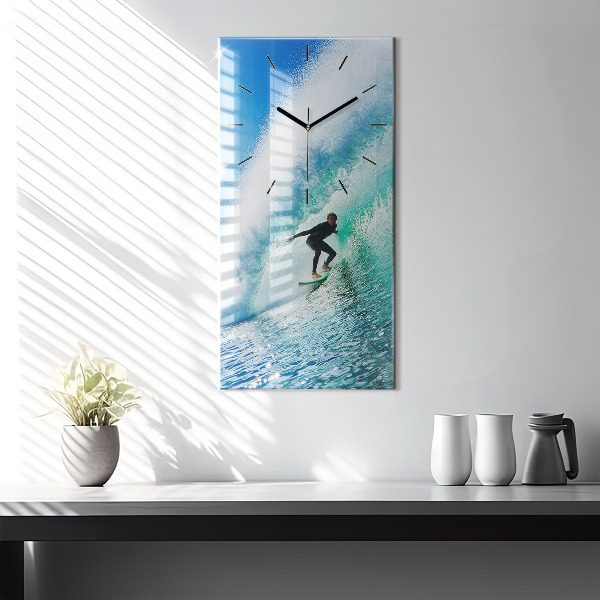 Modern vertical wall clock Surfing in Hawaii