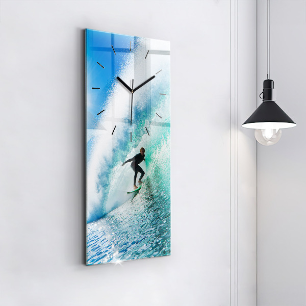 Modern vertical wall clock Surfing in Hawaii