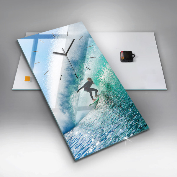 Modern vertical wall clock Surfing in Hawaii