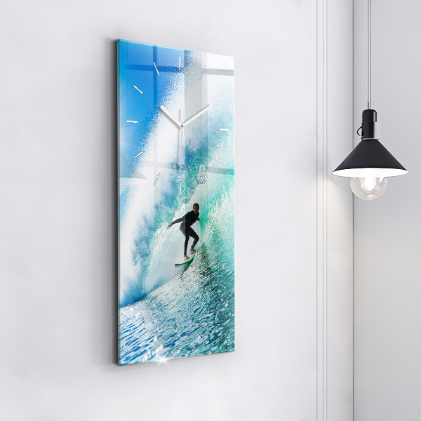 Modern vertical wall clock Surfing in Hawaii