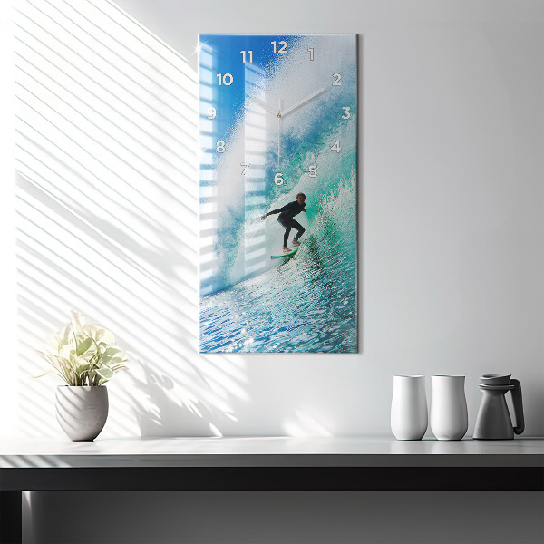 Modern vertical wall clock Surfing in Hawaii
