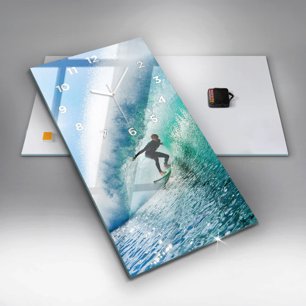 Modern vertical wall clock Surfing in Hawaii