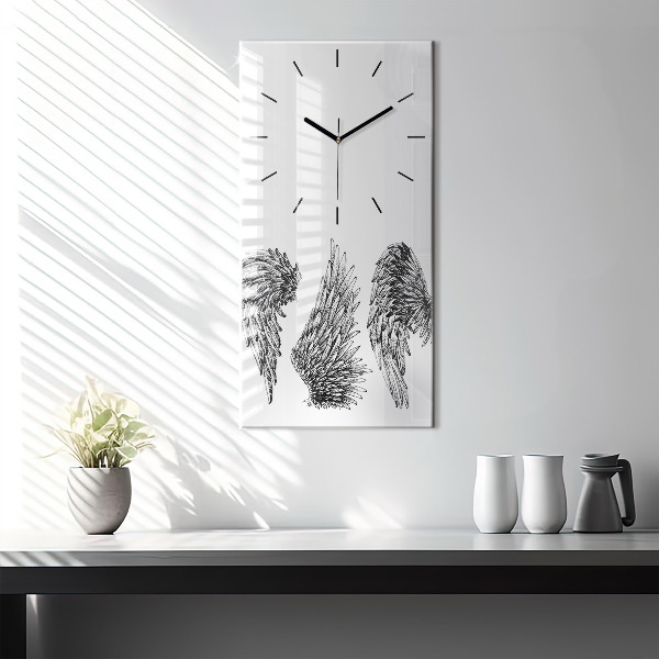 Modern vertical wall clock Angel wings