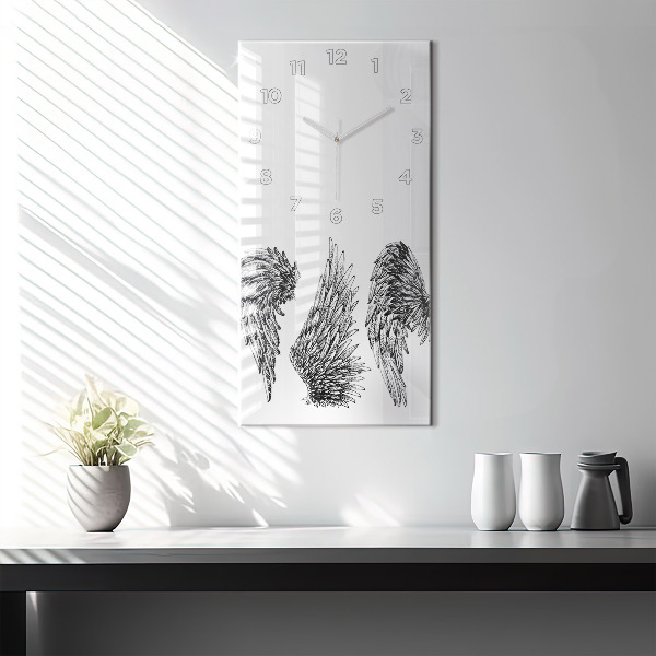 Modern vertical wall clock Angel wings