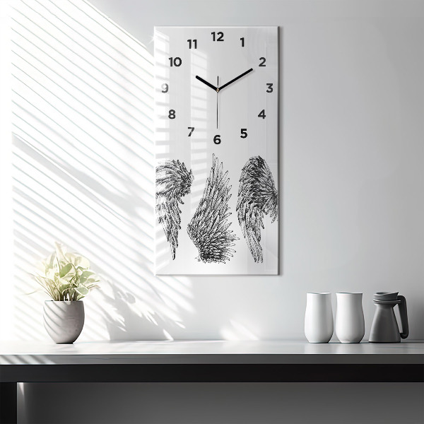 Modern vertical wall clock Angel wings