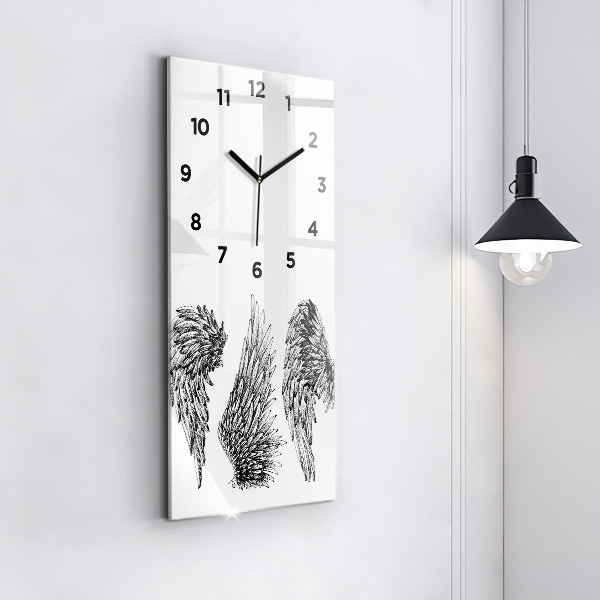 Modern vertical wall clock Angel wings