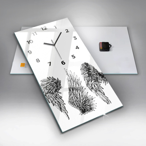 Modern vertical wall clock Angel wings