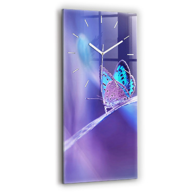 Modern vertical wall clock Butterfly on the grass