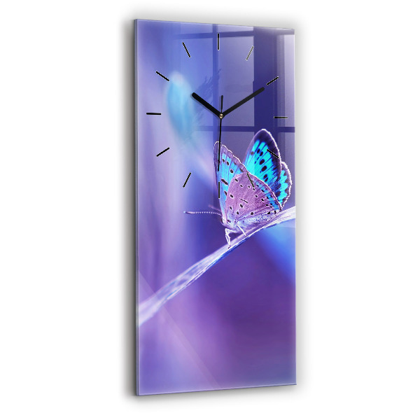 Modern vertical wall clock Butterfly on the grass
