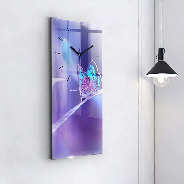 Modern vertical wall clock Butterfly on the grass
