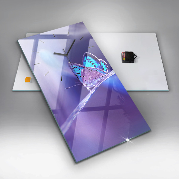 Modern vertical wall clock Butterfly on the grass