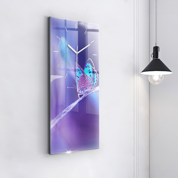 Modern vertical wall clock Butterfly on the grass