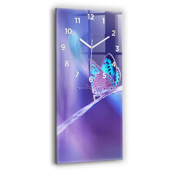 Modern vertical wall clock Butterfly on the grass