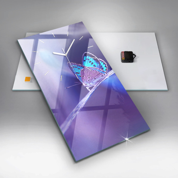 Modern vertical wall clock Butterfly on the grass