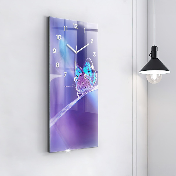 Modern vertical wall clock Butterfly on the grass