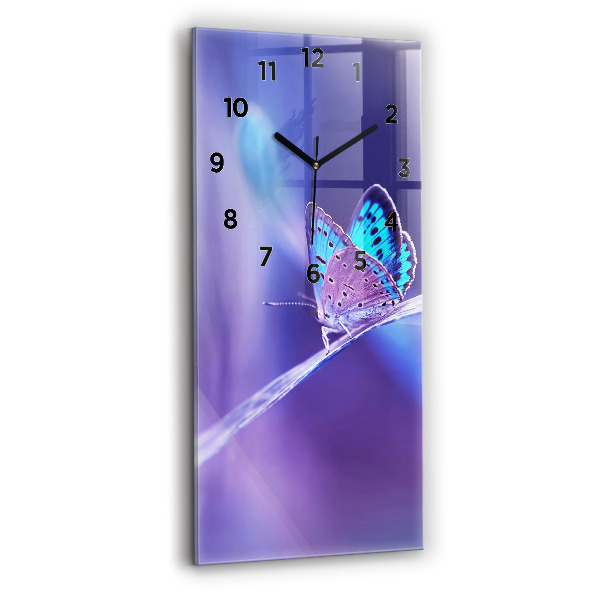 Modern vertical wall clock Butterfly on the grass