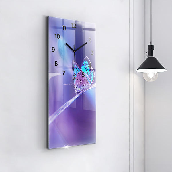 Modern vertical wall clock Butterfly on the grass