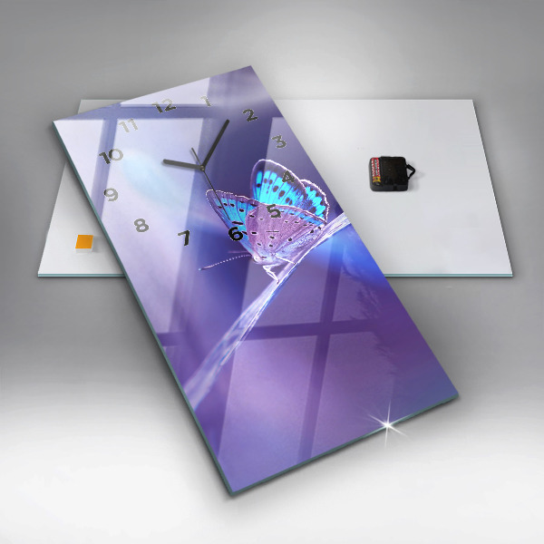 Modern vertical wall clock Butterfly on the grass