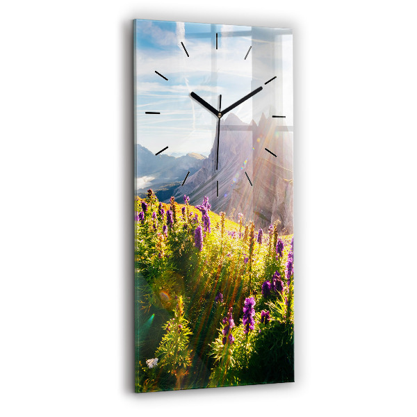 Modern vertical wall clock Lavender Meadow