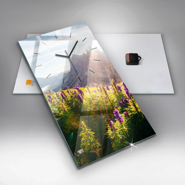 Modern vertical wall clock Lavender Meadow