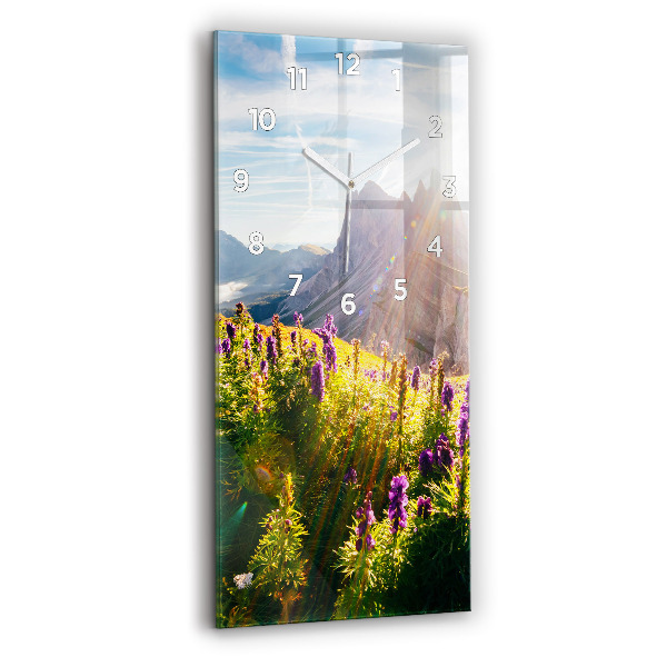 Modern vertical wall clock Lavender Meadow