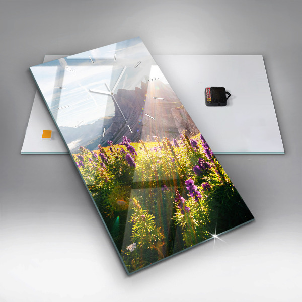 Modern vertical wall clock Lavender Meadow