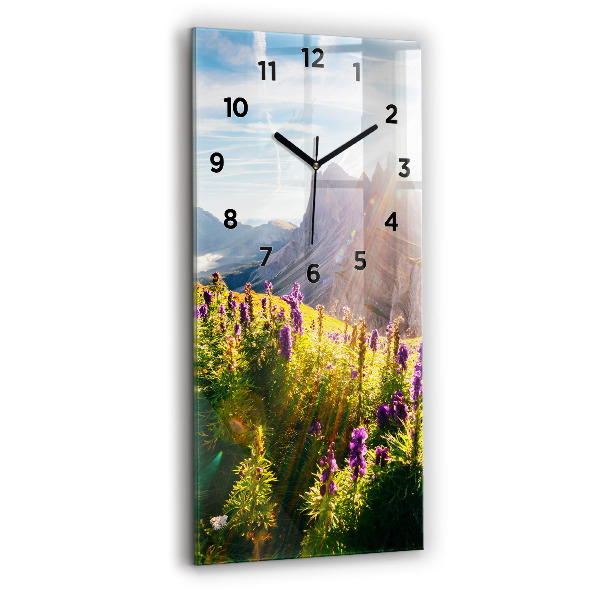 Modern vertical wall clock Lavender Meadow