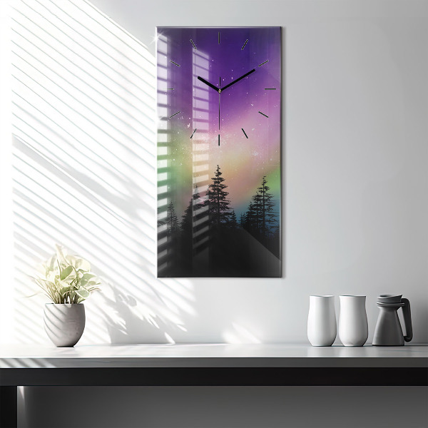 Modern vertical wall clock Northern lights
