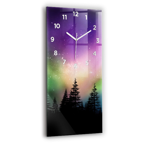 Modern vertical wall clock Northern lights