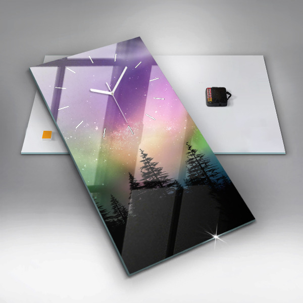 Modern vertical wall clock Northern lights