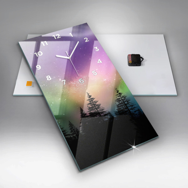 Modern vertical wall clock Northern lights