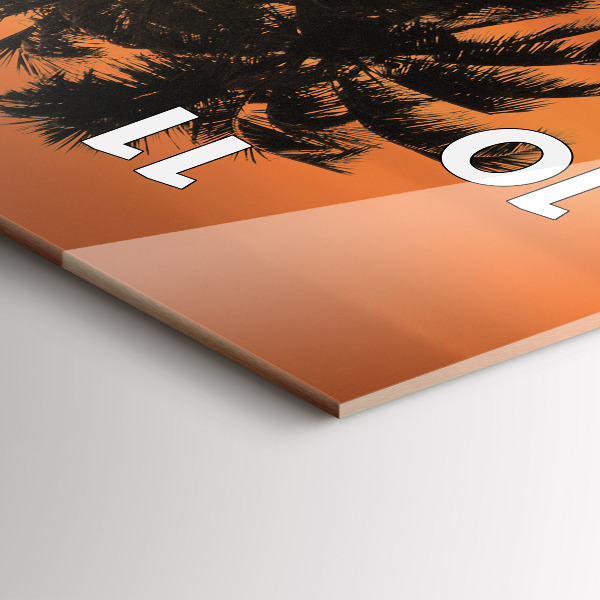 Modern vertical wall clock Sunset and palm trees